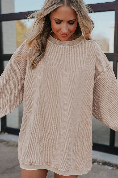 KaleaBoutique Ribbed Corded Oversized Sweatshirt - KaleaBoutique.com