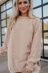 KaleaBoutique Ribbed Corded Oversized Sweatshirt - KaleaBoutique.com