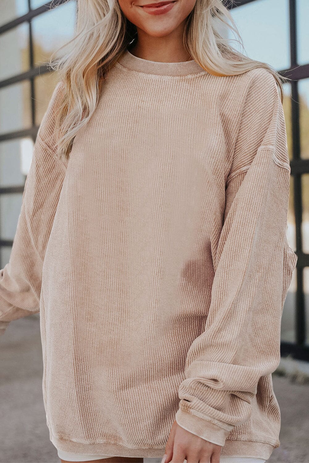 KaleaBoutique Ribbed Corded Oversized Sweatshirt - KaleaBoutique.com