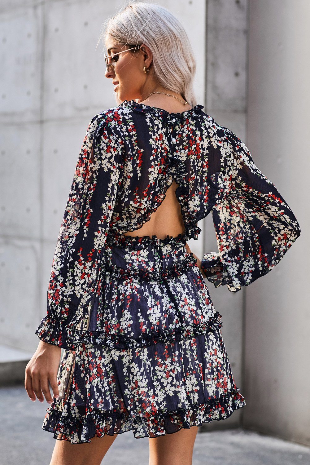 Floral dress with open back shop