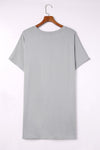 KaleaBoutique Side Pockets Short Sleeve Oversized Tunic Top Relaxed Fit Long Shirt - KaleaBoutique.com