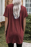 KaleaBoutique Oversized Side Pockets Relaxed Fit Shirt Short Sleeve Tunic Top - KaleaBoutique.com