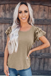 KaleaBoutique Multi Layer Solid Color Ruffle Short Sleeve Shirt Tee Top - KaleaBoutique.com