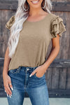 KaleaBoutique Multi Layer Solid Color Ruffle Short Sleeve Shirt Tee Top - KaleaBoutique.com