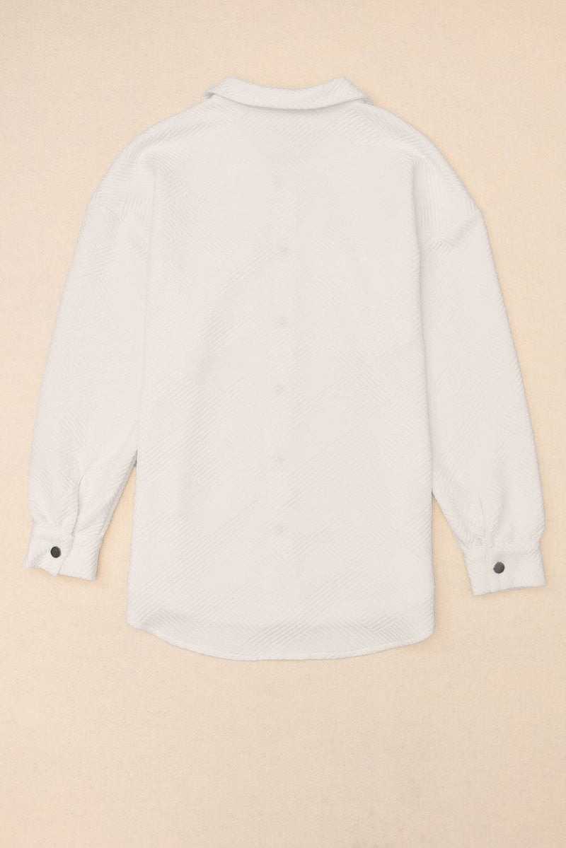 KaleaBoutique Solid Textured Flap Pocket Buttoned Shacket - KaleaBoutique.com