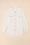 KaleaBoutique Solid Textured Flap Pocket Buttoned Shacket - KaleaBoutique.com