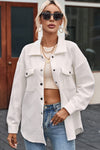 KaleaBoutique Solid Textured Flap Pocket Buttoned Shacket - KaleaBoutique.com