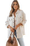 KaleaBoutique Solid Textured Flap Pocket Buttoned Shacket - KaleaBoutique.com