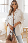 KaleaBoutique Solid Textured Flap Pocket Buttoned Shacket - KaleaBoutique.com