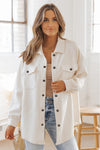 KaleaBoutique Solid Textured Flap Pocket Buttoned Shacket - KaleaBoutique.com