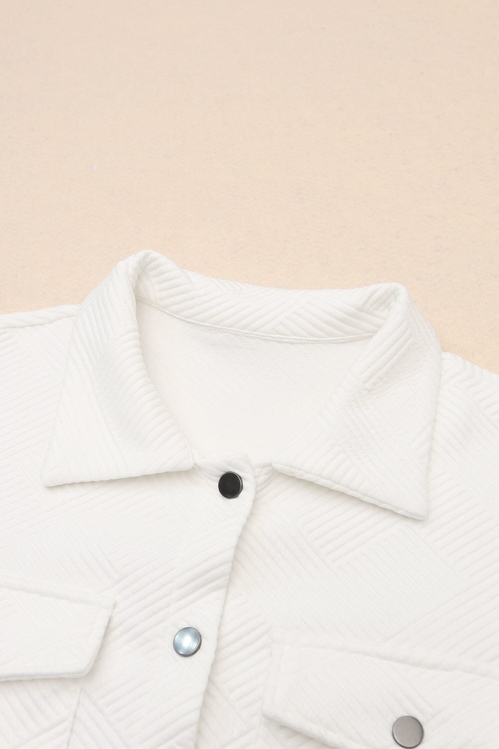 KaleaBoutique Solid Textured Flap Pocket Buttoned Shacket - KaleaBoutique.com
