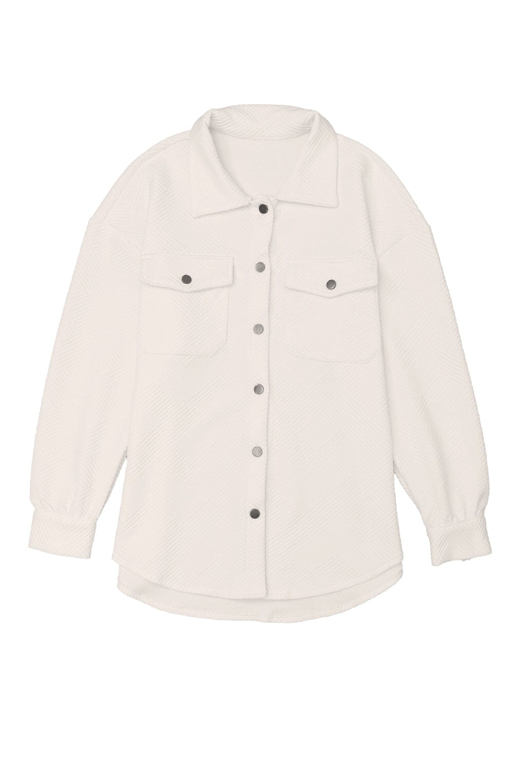KaleaBoutique Solid Textured Flap Pocket Buttoned Shacket - KaleaBoutique.com