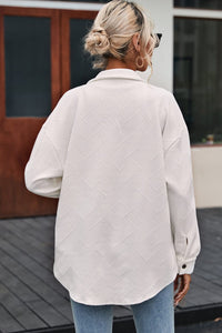 KaleaBoutique Solid Textured Flap Pocket Buttoned Shacket - KaleaBoutique.com