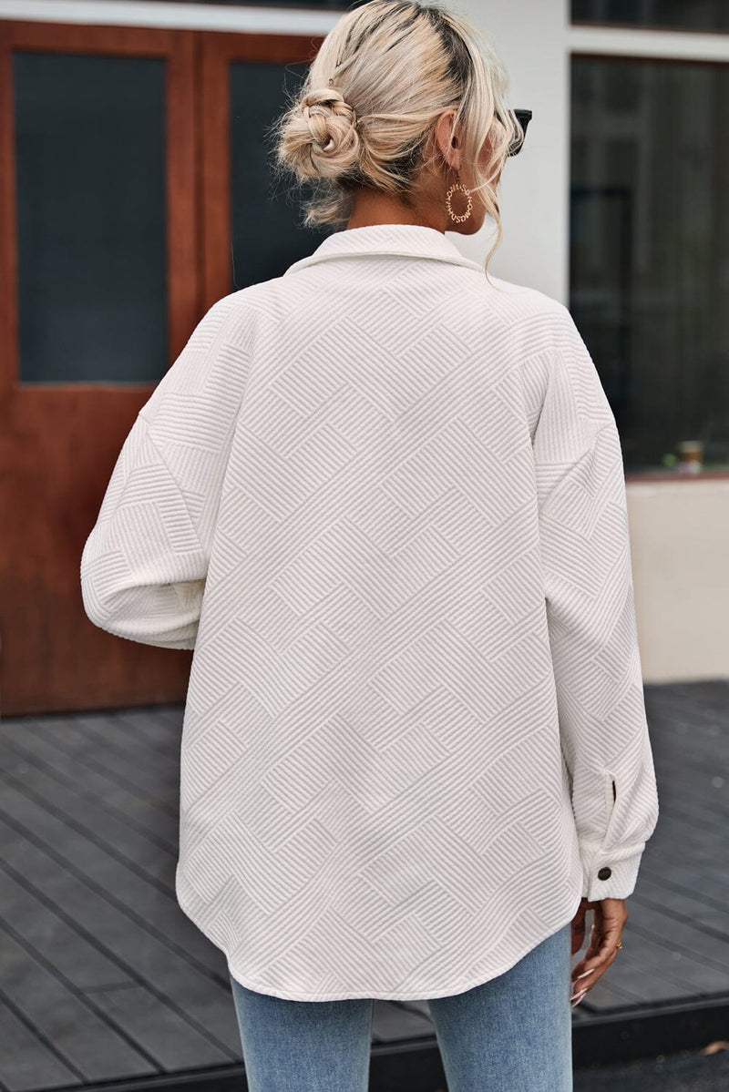 KaleaBoutique Solid Textured Flap Pocket Buttoned Shacket - KaleaBoutique.com