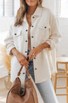 KaleaBoutique Solid Textured Flap Pocket Buttoned Shacket - KaleaBoutique.com