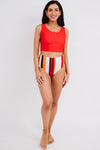 Square Neck Sleeveless Fashion Print Tankini Set - KaleaBoutique.com