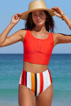 Square Neck Sleeveless Fashion Print Tankini Set - KaleaBoutique.com
