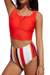 Square Neck Sleeveless Fashion Print Tankini Set - KaleaBoutique.com