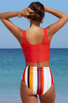 Square Neck Sleeveless Fashion Print Tankini Set - KaleaBoutique.com