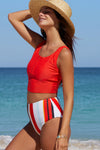 Square Neck Sleeveless Fashion Print Tankini Set - KaleaBoutique.com