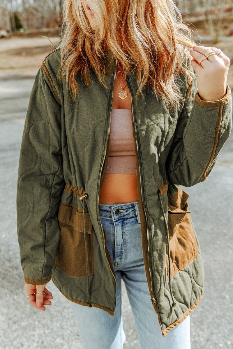 KaleaBoutique Stitching Quilted Drawstring Jacket - KaleaBoutique.com