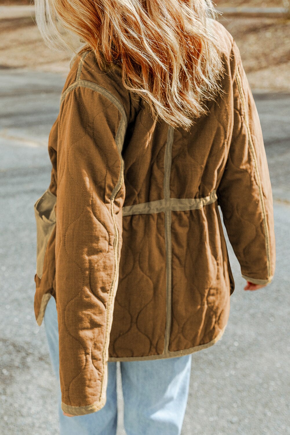 KaleaBoutique Stitching Quilted Drawstring Jacket - KaleaBoutique.com