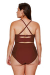 KaleaBoutique Stylish Strappy Neck Detail High Waist Plus Size Swimsuit - KaleaBoutique.com