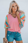 KaleaBoutique Stylish Stripe Color Block Bubble Sleeve Top - KaleaBoutique.com