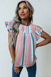 KaleaBoutique Stylish Striped Tiered Ruffle Cap Sleeve Top - KaleaBoutique.com