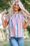 KaleaBoutique Stylish Striped Tiered Ruffle Cap Sleeve Top - KaleaBoutique.com