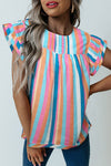 KaleaBoutique Stylish Striped Tiered Ruffle Cap Sleeve Top - KaleaBoutique.com