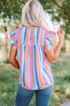 KaleaBoutique Stylish Striped Tiered Ruffle Cap Sleeve Top - KaleaBoutique.com