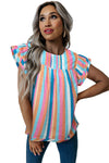 KaleaBoutique Stylish Striped Tiered Ruffle Cap Sleeve Top - KaleaBoutique.com