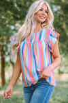 KaleaBoutique Stylish Striped Tiered Ruffle Cap Sleeve Top - KaleaBoutique.com