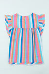 KaleaBoutique Stylish Striped Tiered Ruffle Cap Sleeve Top - KaleaBoutique.com