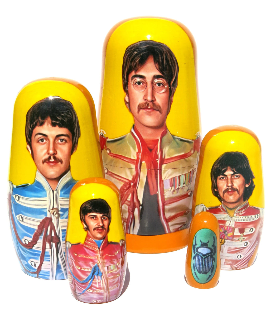 The Beatles SGT. Pepper John Lennon Russian Nesting Doll, 5 PC Hand Crafted Stacking Matryoshka Egg Set, The Beatles Fan Gift Idea - KaleaBoutique.com