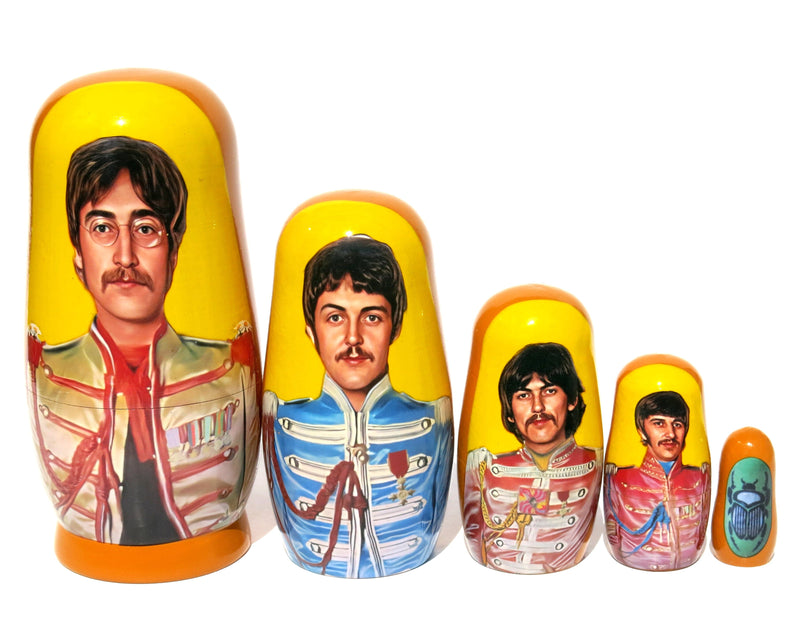 The Beatles SGT. Pepper John Lennon Russian Nesting Doll, 5 PC Hand Crafted Stacking Matryoshka Egg Set, The Beatles Fan Gift Idea - KaleaBoutique.com
