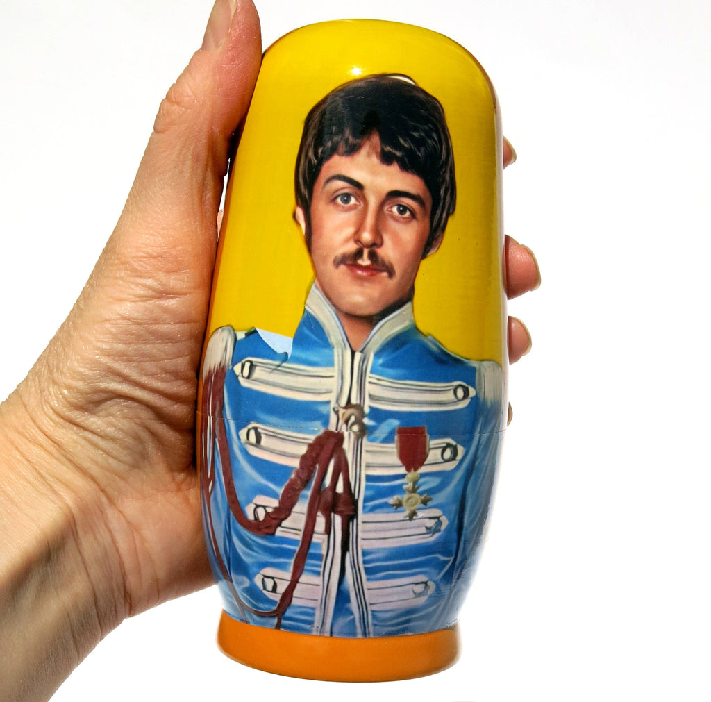 The Beatles SGT. Pepper Paul McCartney Russian Nesting Doll, 5 PC Hand Crafted Stacking Matryoshka Egg Set, The Beatles Fan Gift Idea - KaleaBoutique.com