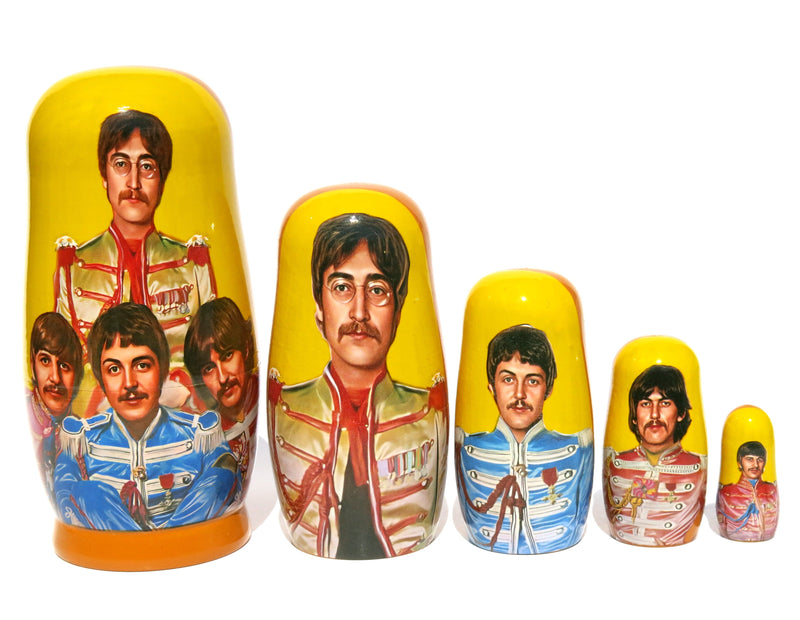 The Beatles Group 5 Piece Nesting Doll Set - Handcrafted Stacking Matryoshka Set - KaleaBoutique.com