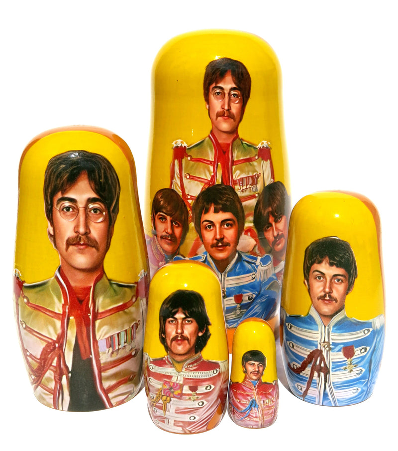 The Beatles SGT. Pepper Russian Nesting Doll, 5 PC Hand Crafted Stacking Matryoshka Egg Set, Beatles Fan Gift Idea - KaleaBoutique.com