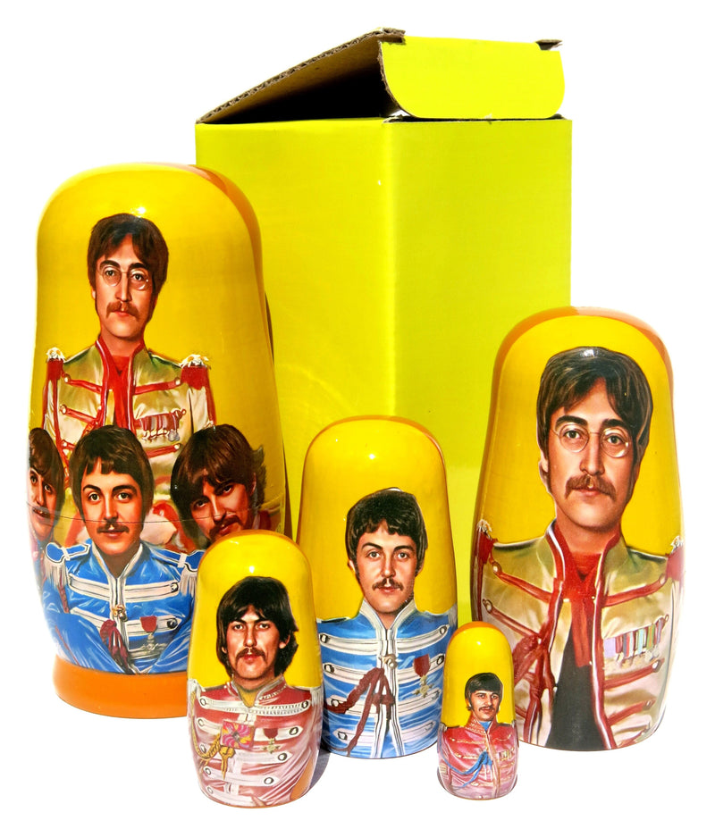 The Beatles Group 5 Piece Nesting Doll Set - Handcrafted Stacking Matryoshka Set - KaleaBoutique.com
