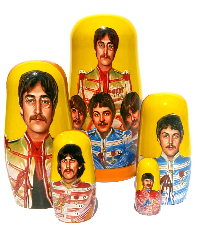 The Beatles SGT. Pepper Russian Nesting Doll, 5 PC Hand Crafted Stacking Matryoshka Egg Set, Beatles Fan Gift Idea - KaleaBoutique.com