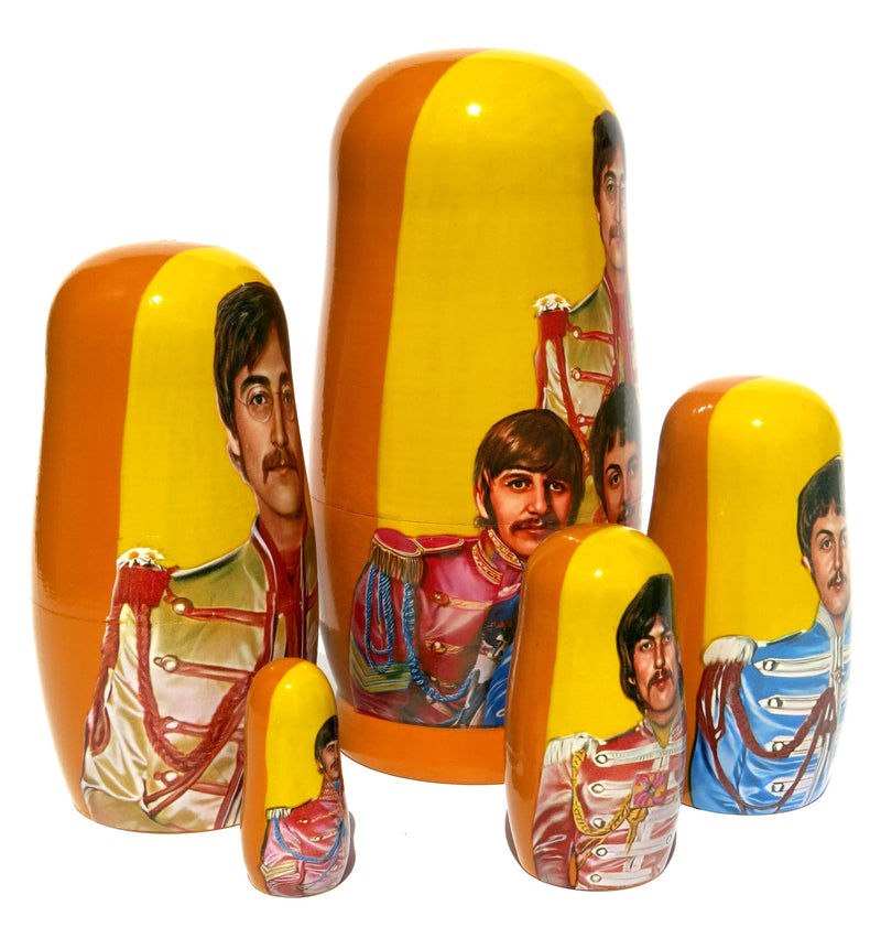 The Beatles SGT. Pepper Russian Nesting Doll, 5 PC Hand Crafted Stacking Matryoshka Egg Set, Beatles Fan Gift Idea - KaleaBoutique.com