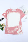 KaleaBoutique Tie Dye Color Bleached Solid Front Crew Neck Short Sleeve T Shirt Top - KaleaBoutique.com