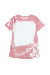 KaleaBoutique Tie Dye Color Bleached Solid Front Crew Neck Short Sleeve T Shirt Top - KaleaBoutique.com