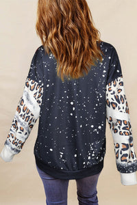 Tie Dye Leopard Drop Shoulder Sweatshirt - KaleaBoutique.com