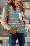 Tribal Print V Neck Knitted Sweater Vest - KaleaBoutique.com
