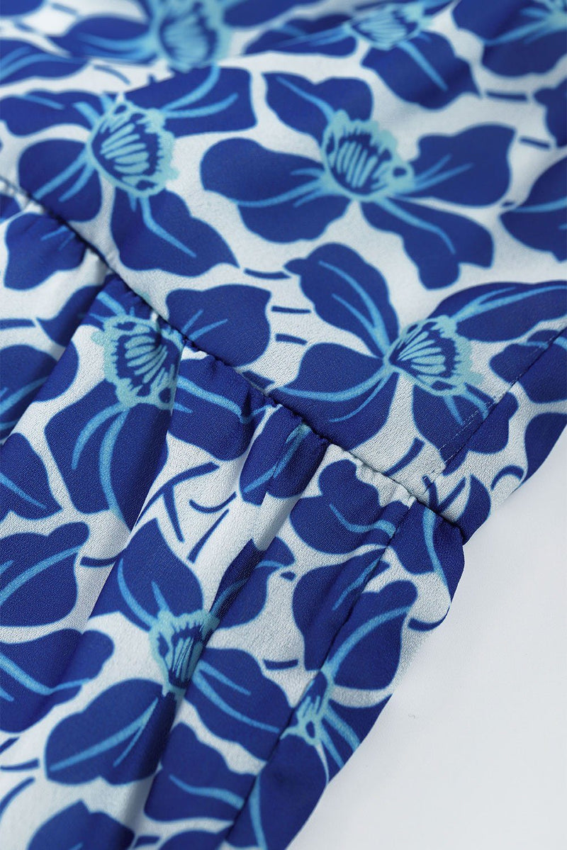 KaleaBoutique Beautiful V Neck Lantern Sleeves Floral Tunic Dress - KaleaBoutique.com