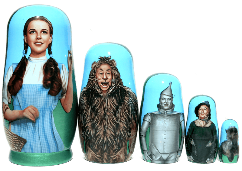 Wizard of Oz 5 Piece Nesting Dolls Set - Handcrafted Wooden Stacking Matryoshka Set - KaleaBoutique.com