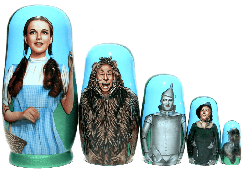 Wizard of Oz Russian Nesting Dolls, 5 PC Hand Crafted Wooden Stacking Matryoshka Egg Gift Set - KaleaBoutique.com